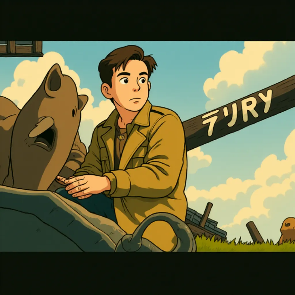 Logan Lerman in Fury (2014) - Anime style