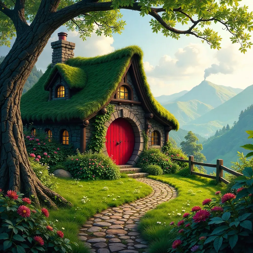 Red-Door Hobbit House in Dunblane, Scotland