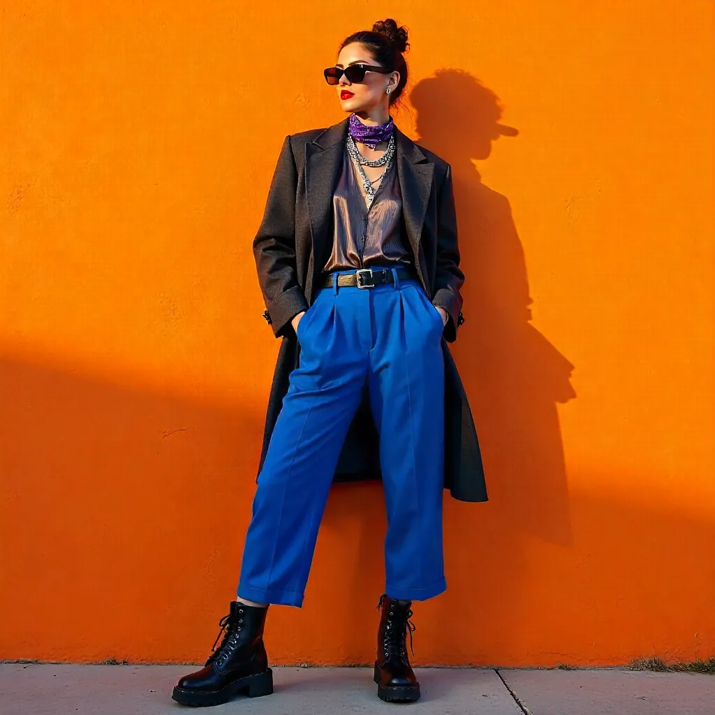 Vivid Orange Wall Fashion Portrait