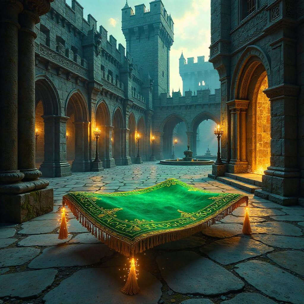 Magic Carpet Over a Medieval Castle - Concept Art