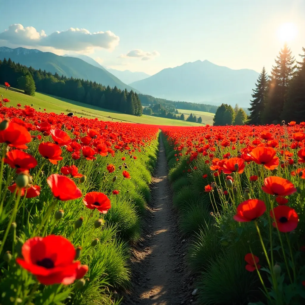 Poppies Over Bavarian Fields at Golden Hour