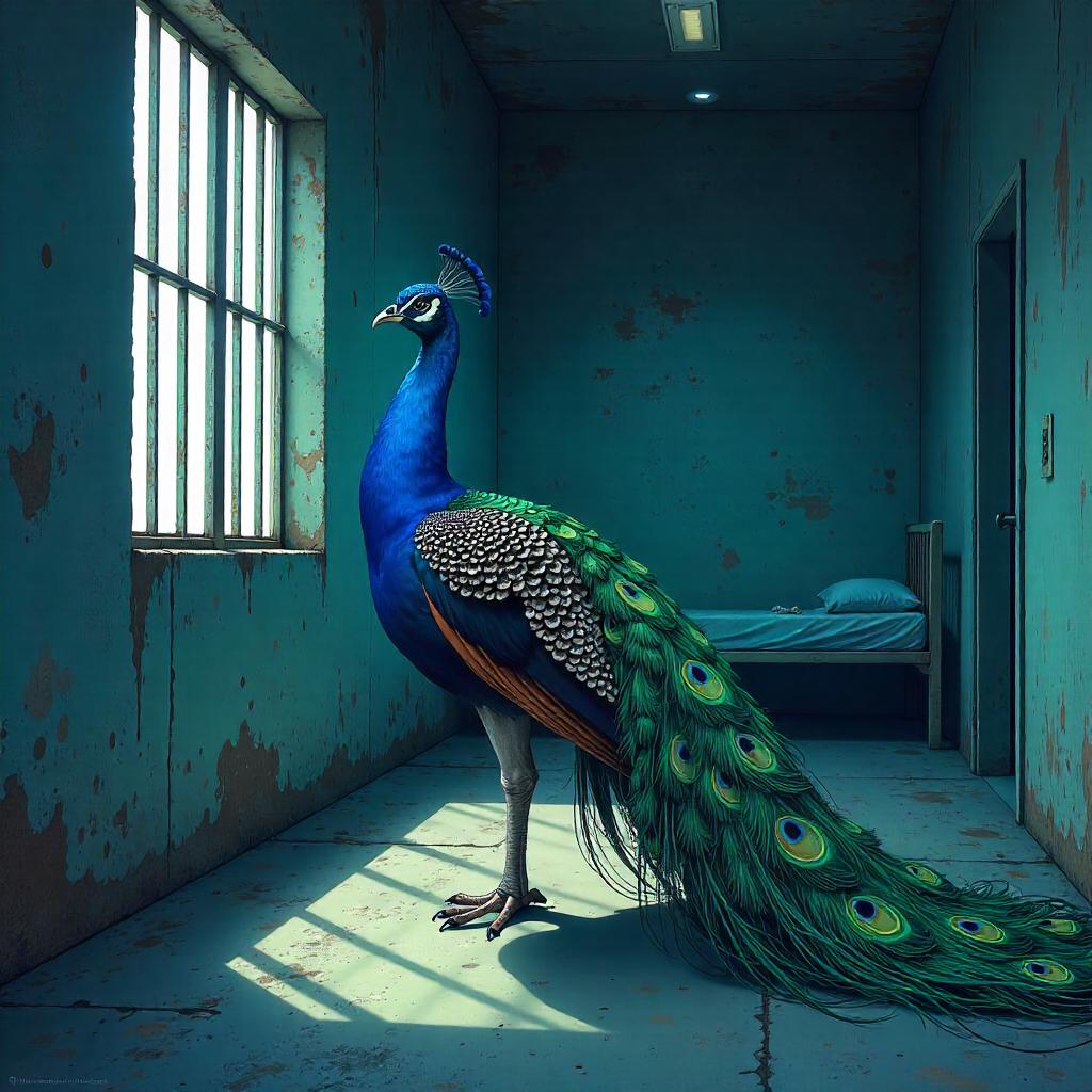 Prison Peacock: An Anime-Style Cell Scene