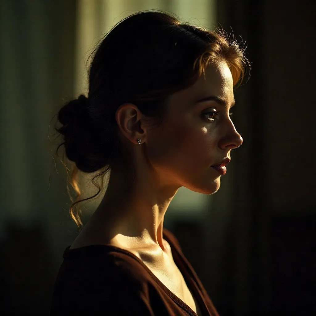 Moody Profile Portrait in Dramatic Light