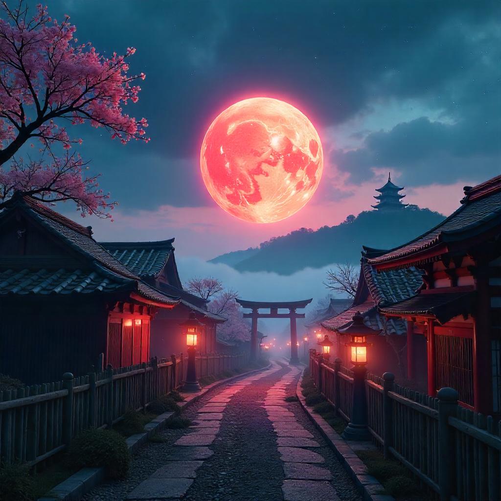 Celestial Star Over Feudal Japan 3D Render