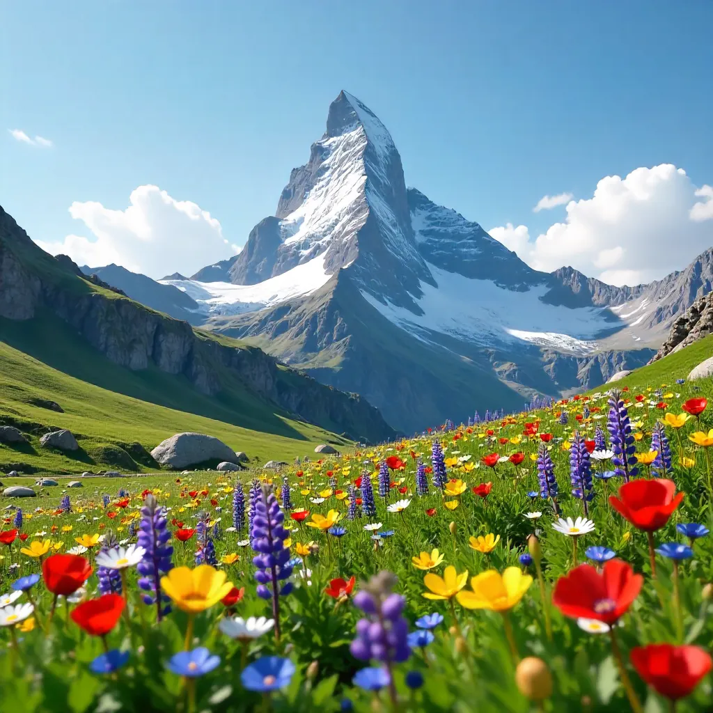 Matterhorn Summer Bloom: Alpine Wildflower Vista