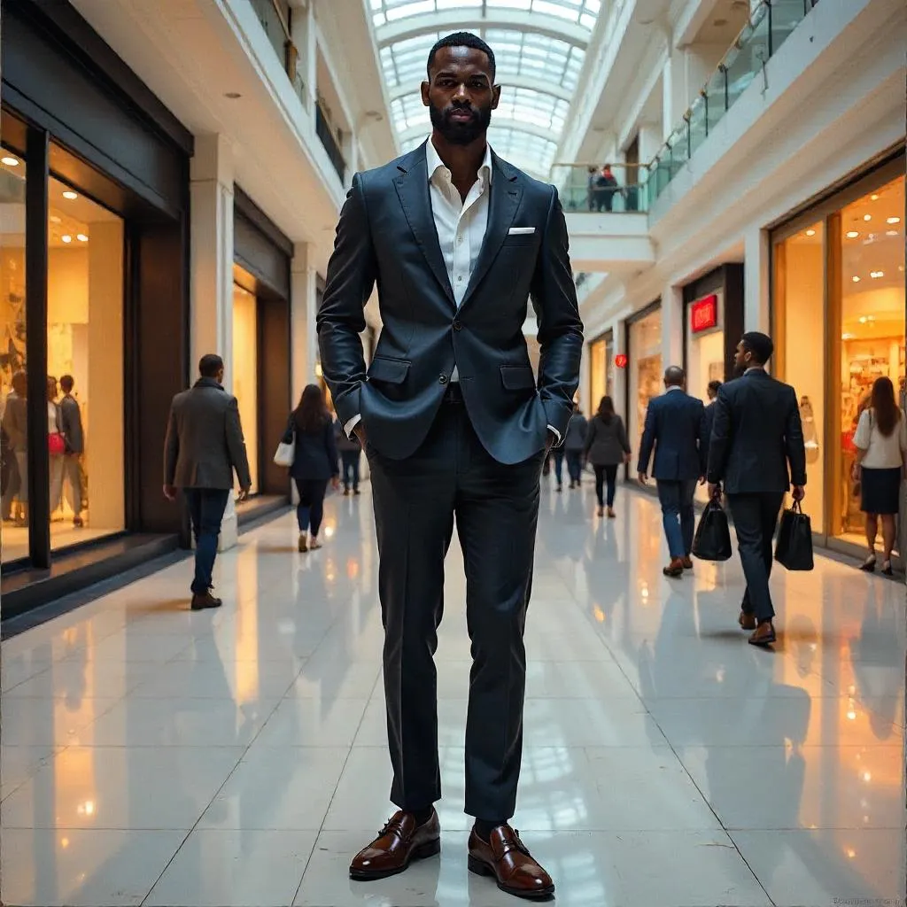 Stylish Black Man in an Oil Portrait at the Mall