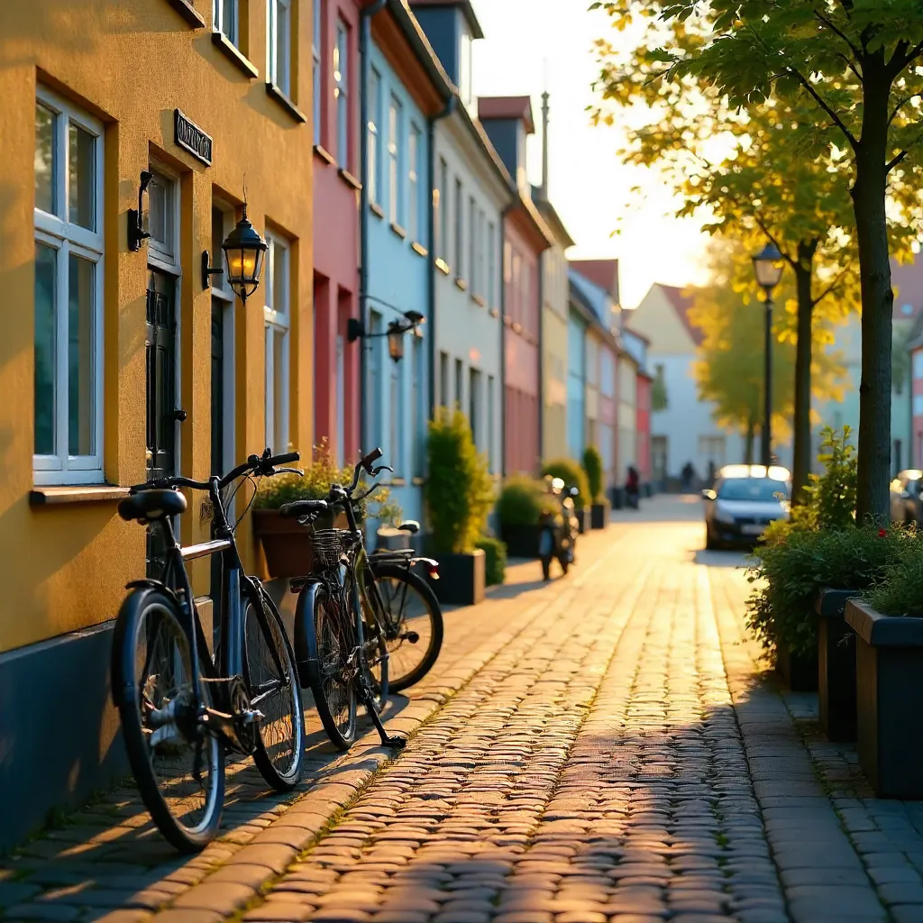 Copenhagen Street: Bicycles and Colorful Facades