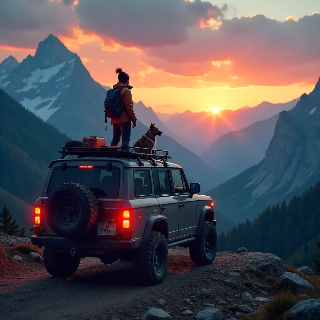Twilight SUV Adventure with Dog