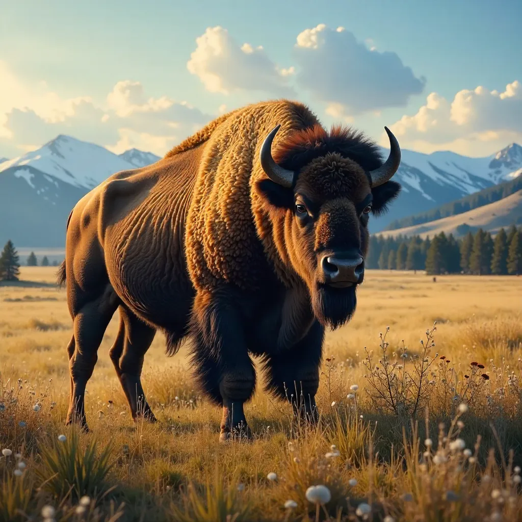Majestic Yellowstone Bison on the Plains