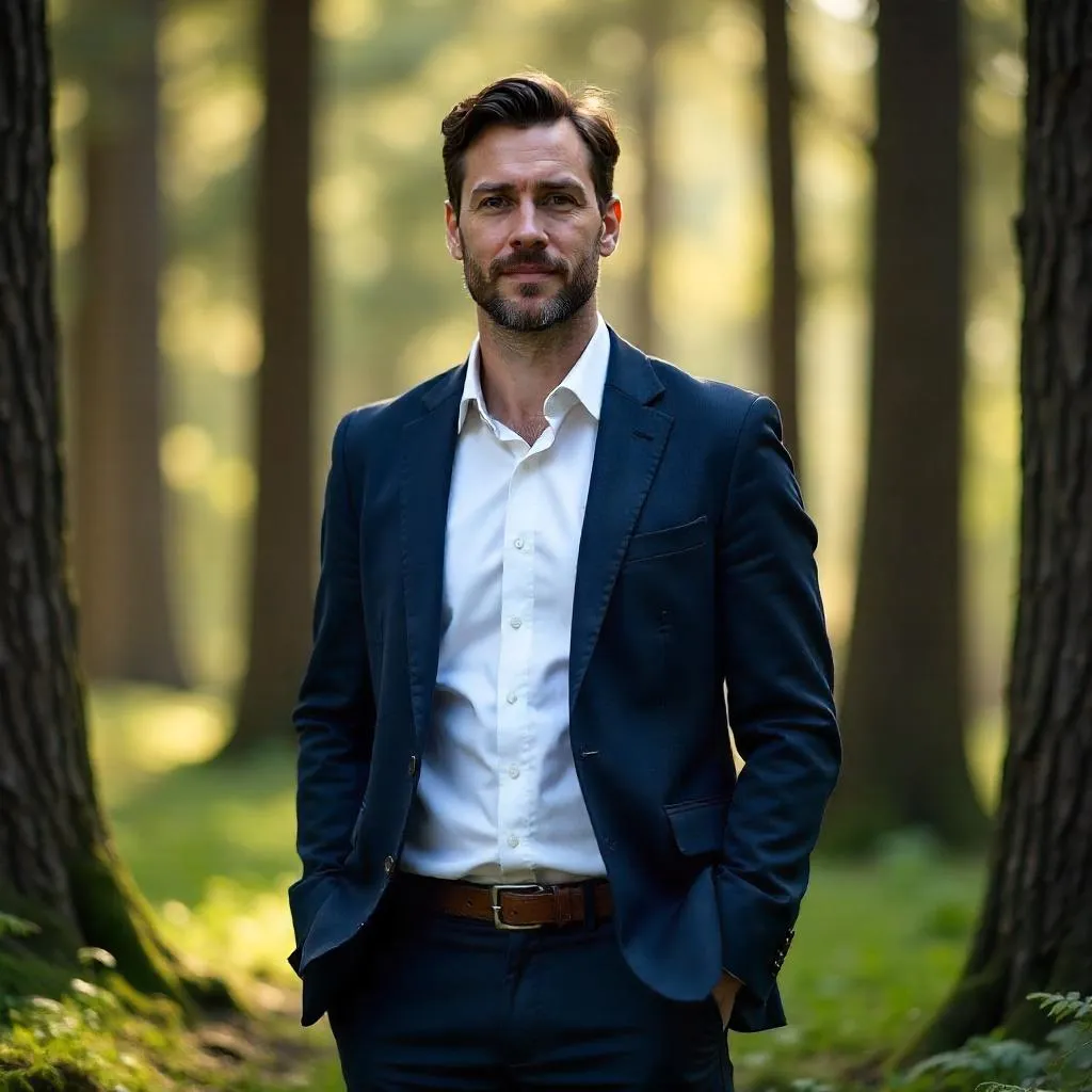 Professional White Man in a Forest - Photorealistic Portrait
