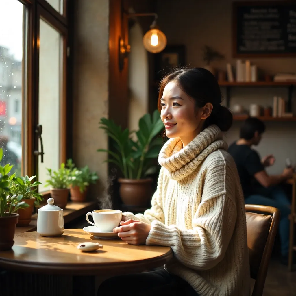 Cozy Café Moment: Coffee, Newspaper, Warm Light