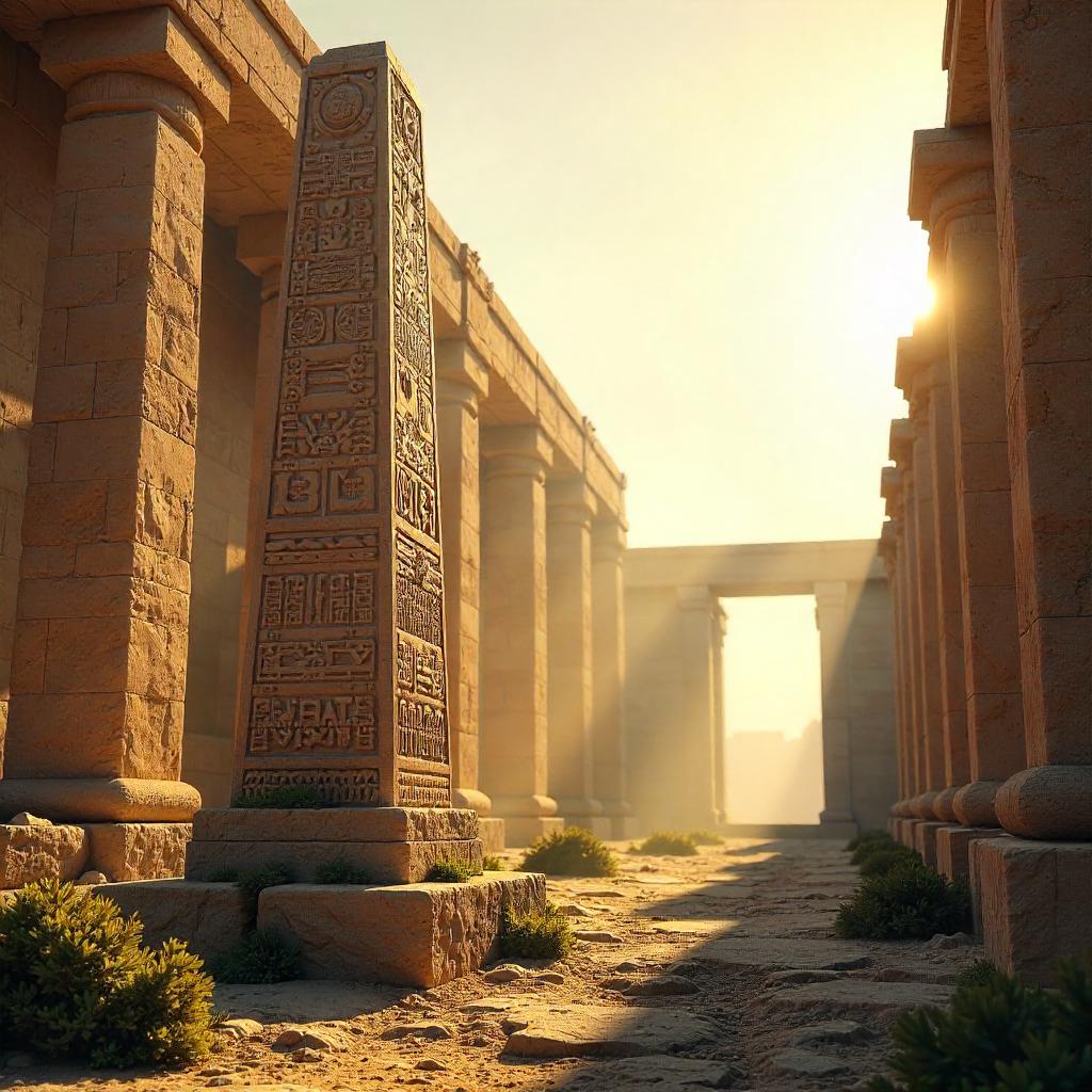 Photorealistic Obelisk in Ancient Temple Ruins