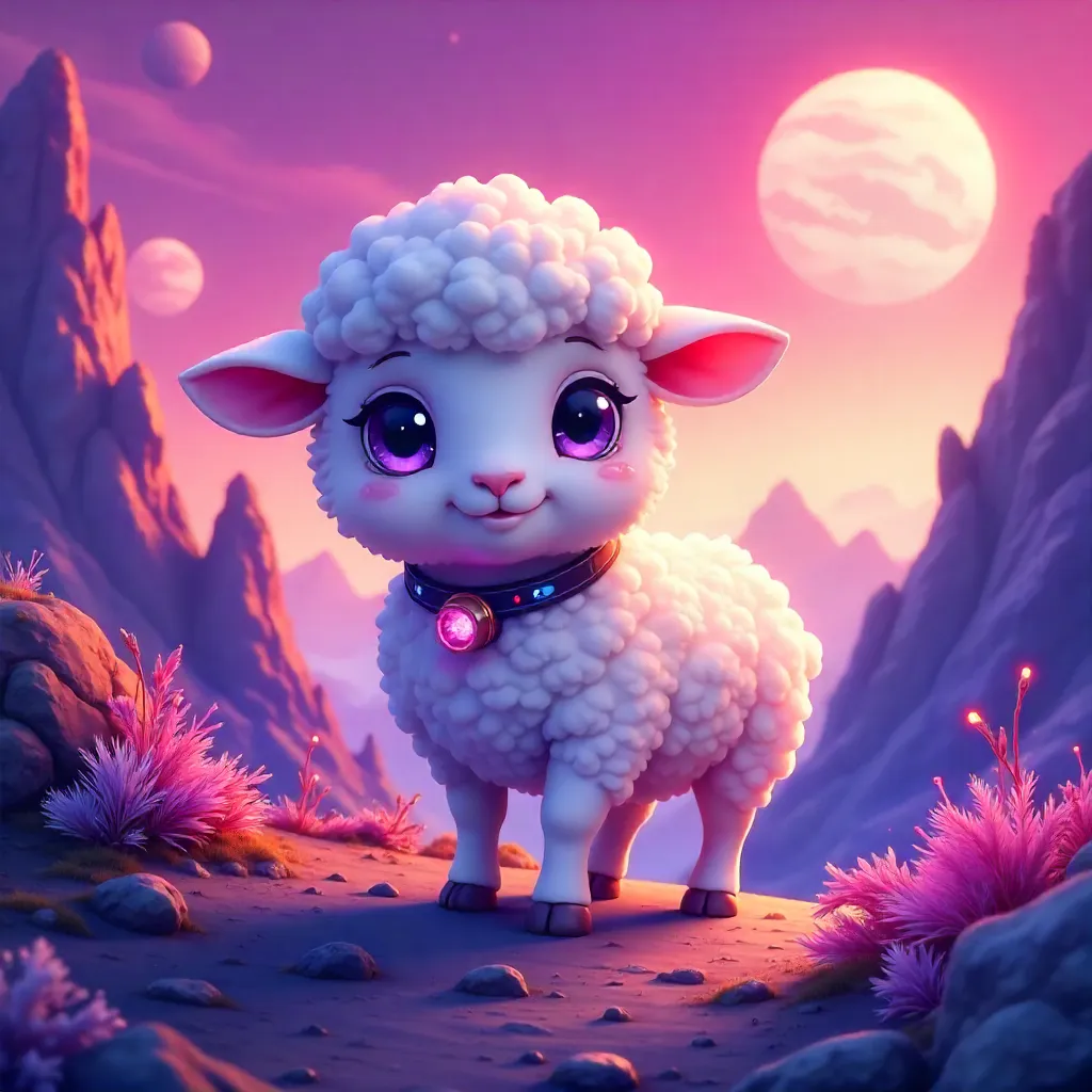 Fluffy Anime Sheep on an Alien World