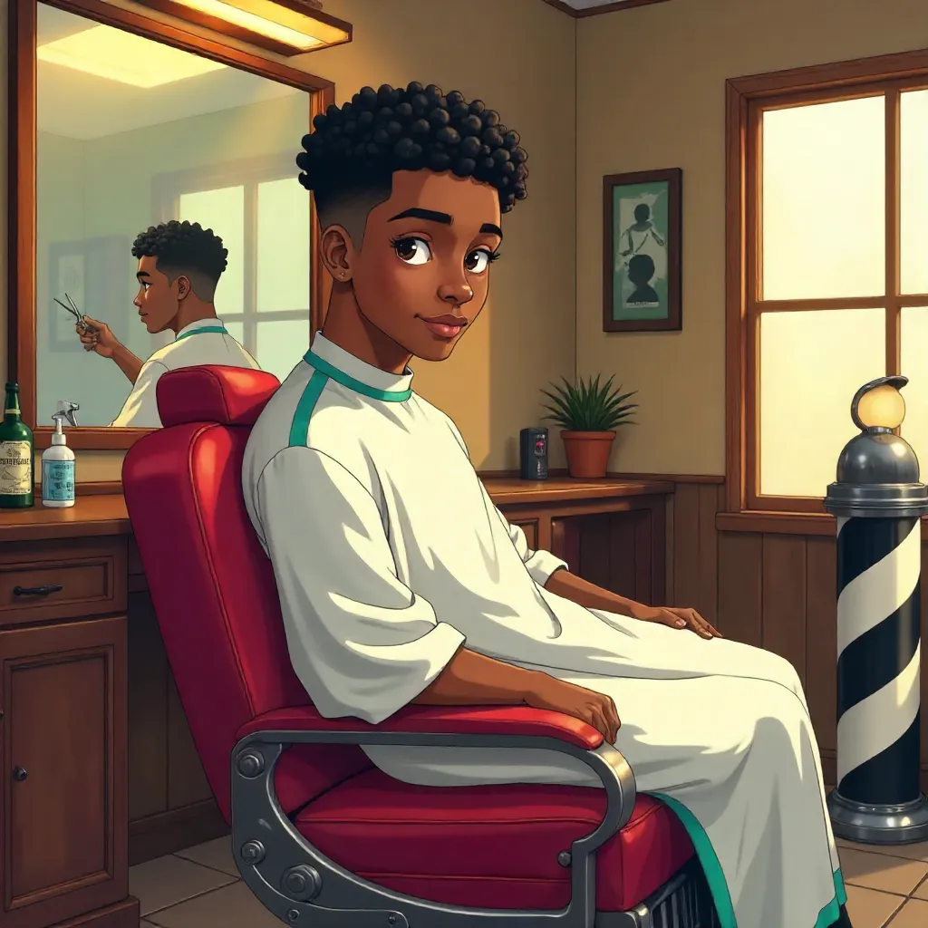 Anime-Style Portrait in a Barbershop