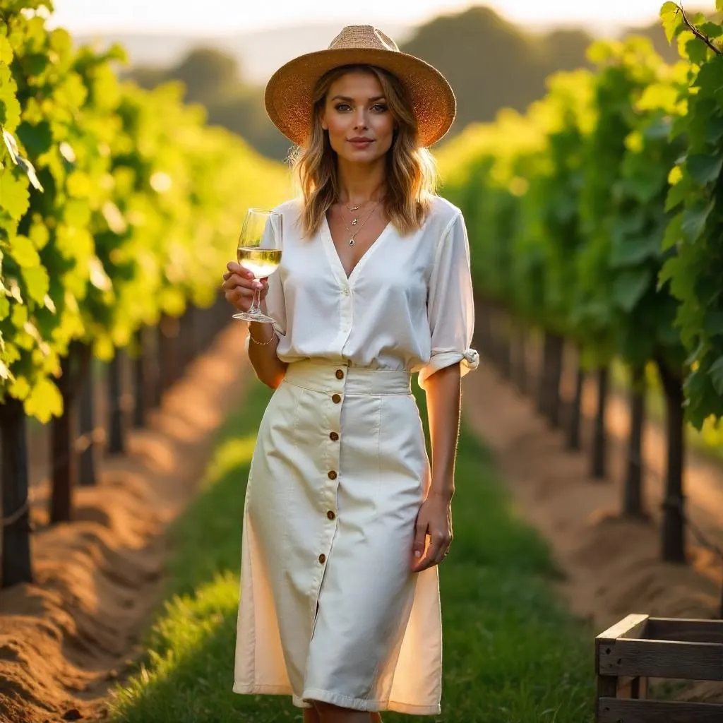 Stylish Photorealistic Woman in a Vineyard