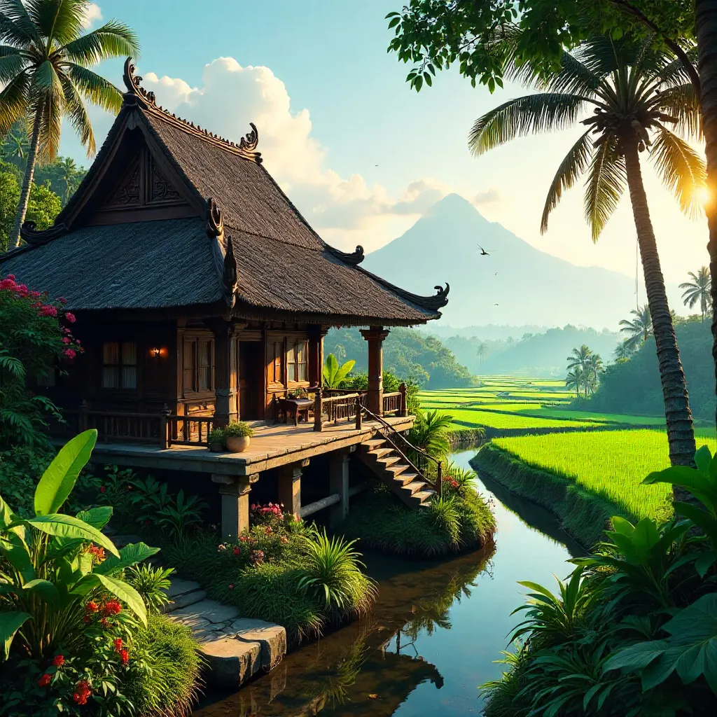 Enchanting Balinese House Amid Lush Rice Fields