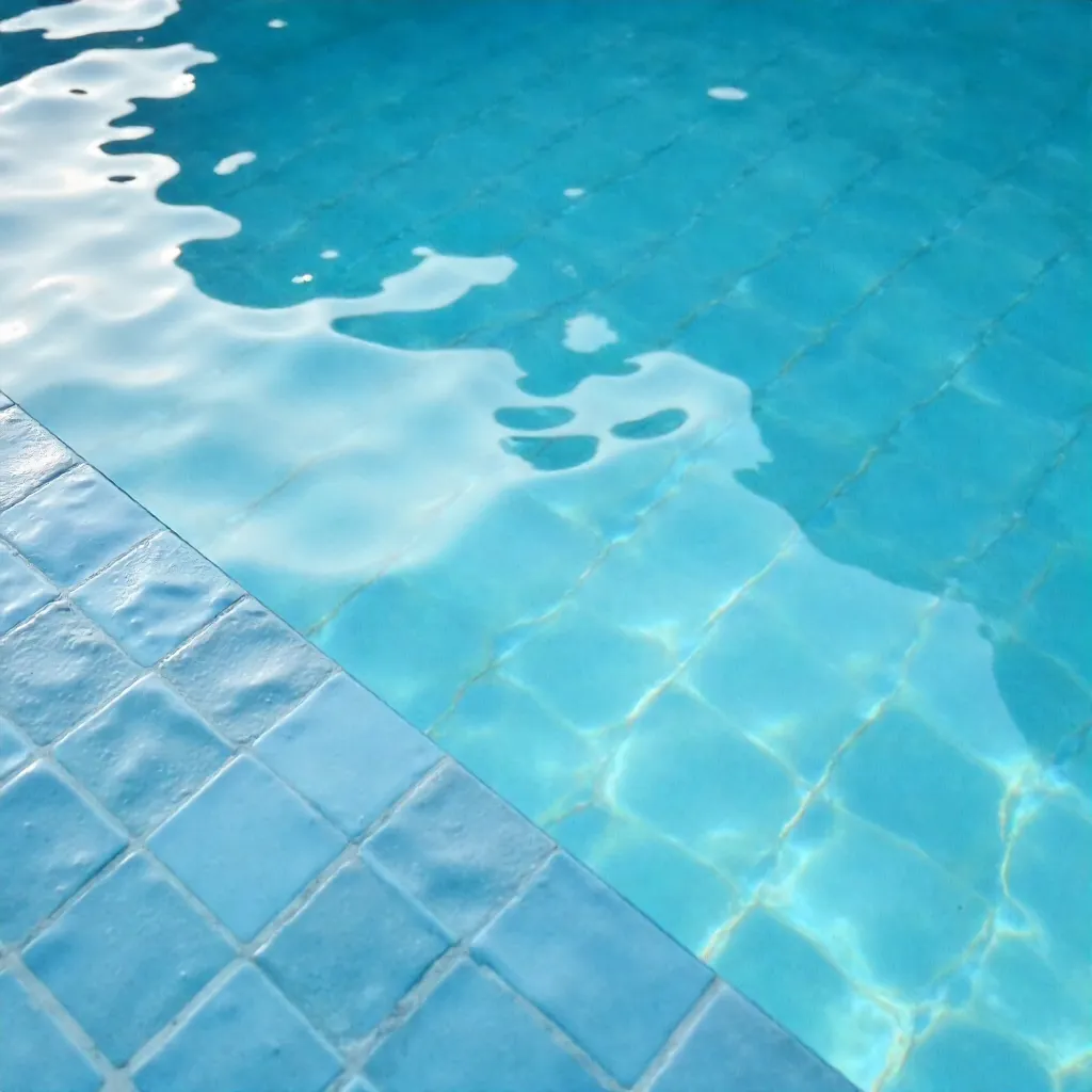 Calm Blue Tile Pool Edge — Minimalist Abstract