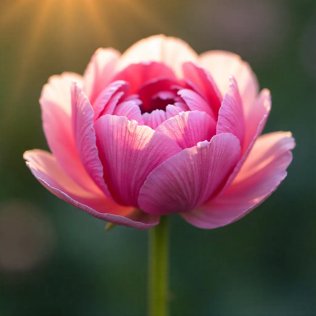 Close-Up of Delicate Pink Ranunculus
