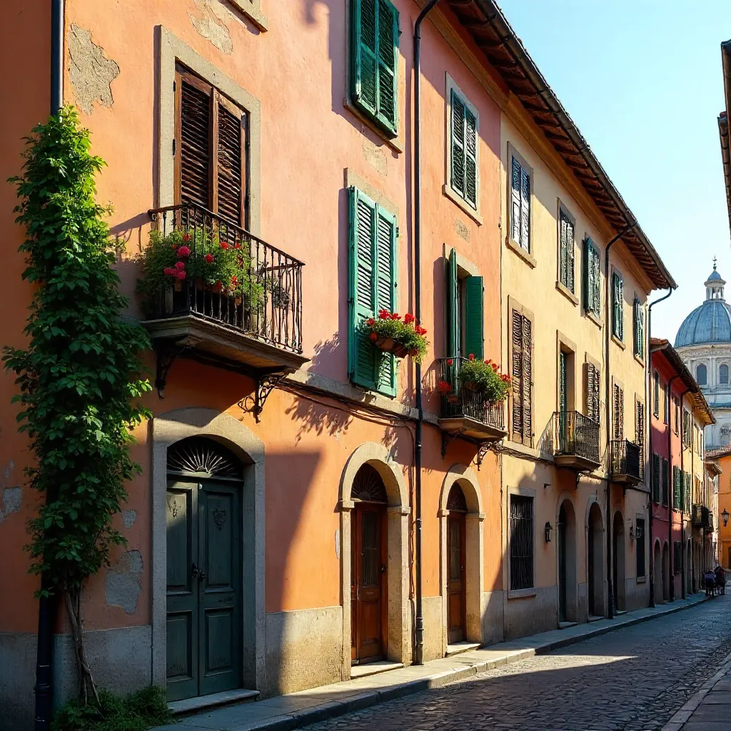 Colorful Lazio Facade in Rome with Shutters