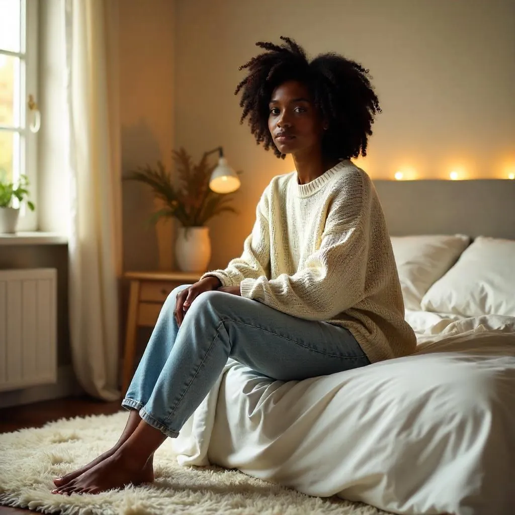 Photorealistic Bedroom Portrait of an Adult Black Woman
