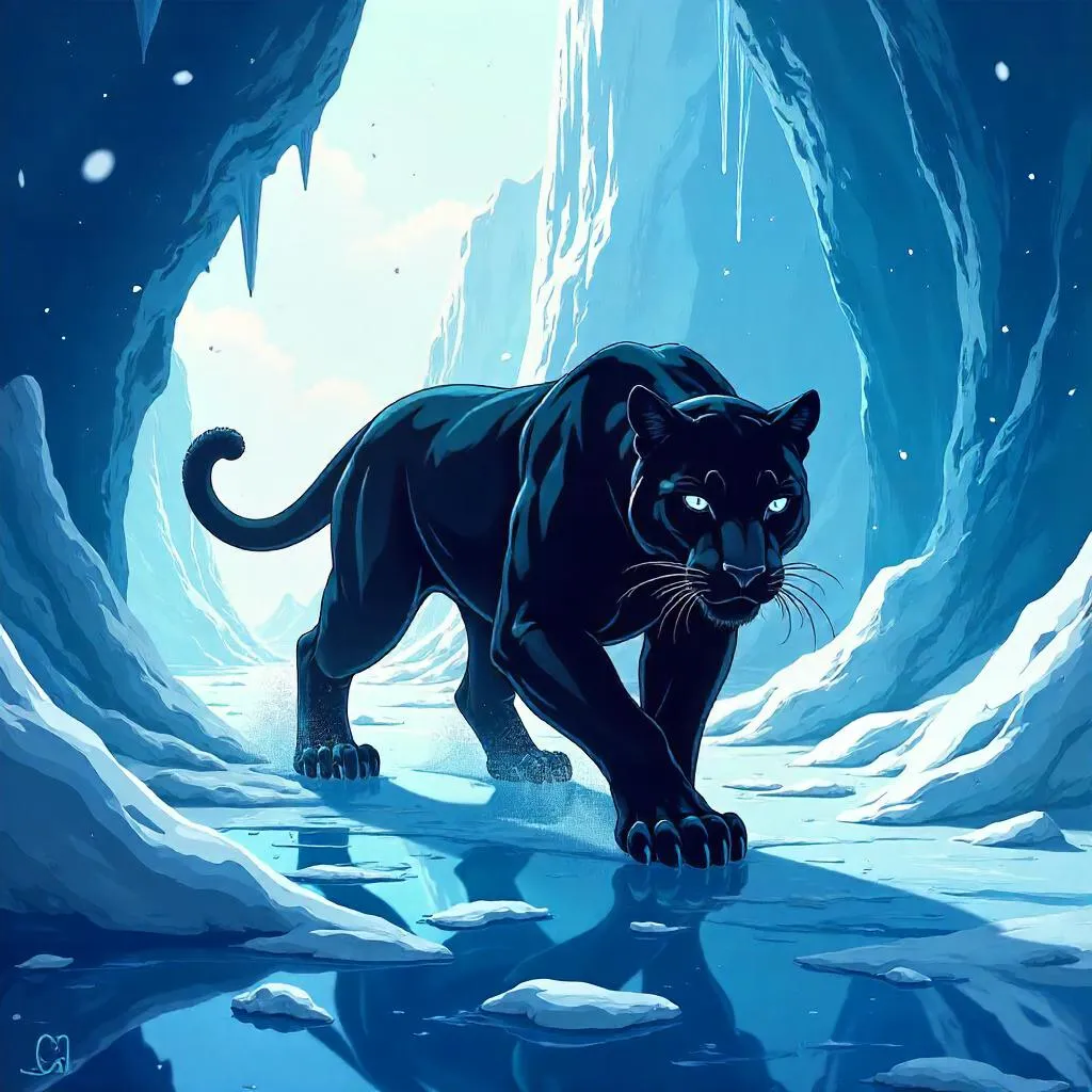 Ice-Cavern Panther in Anime Style