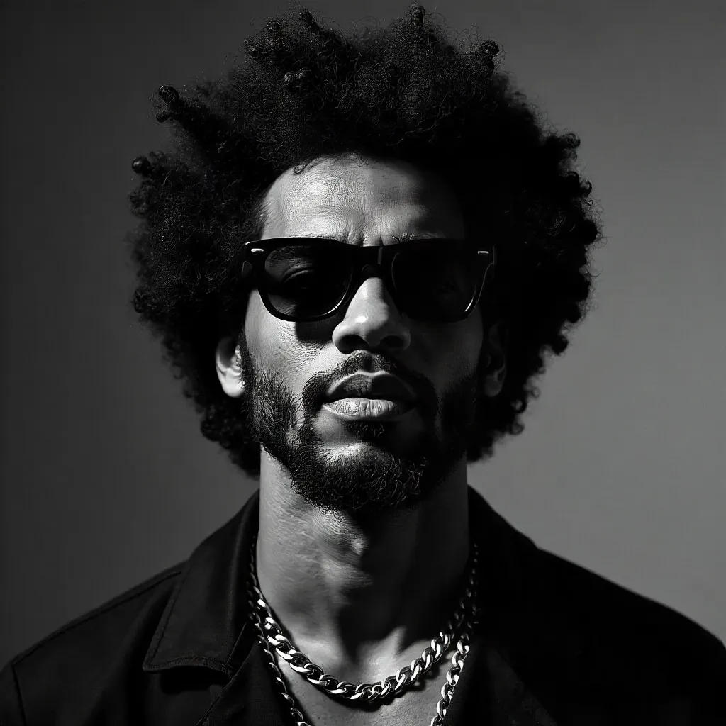 Monochrome Afro Cool: Sunglasses Portrait