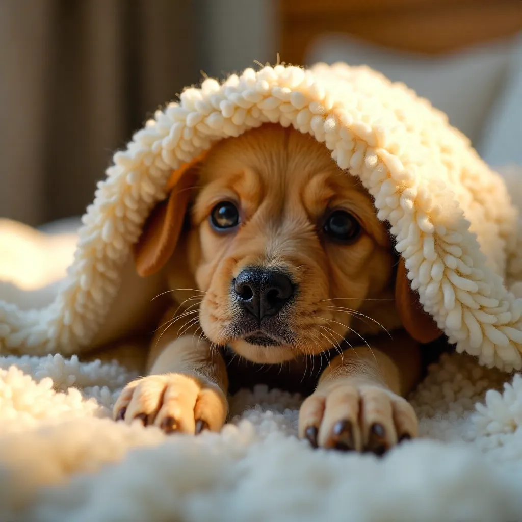 Cozy Blanket Peek: Puppy Nose and Paw