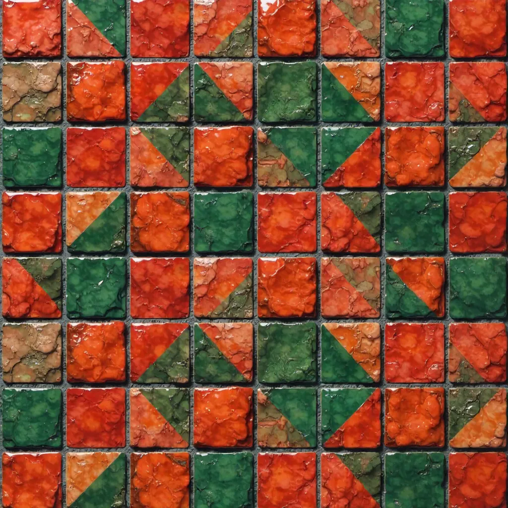 Vibrant Red-Green Mosaic Background Pattern