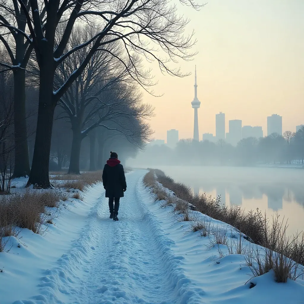 Mist and Snow in a Toronto Park at Dawn