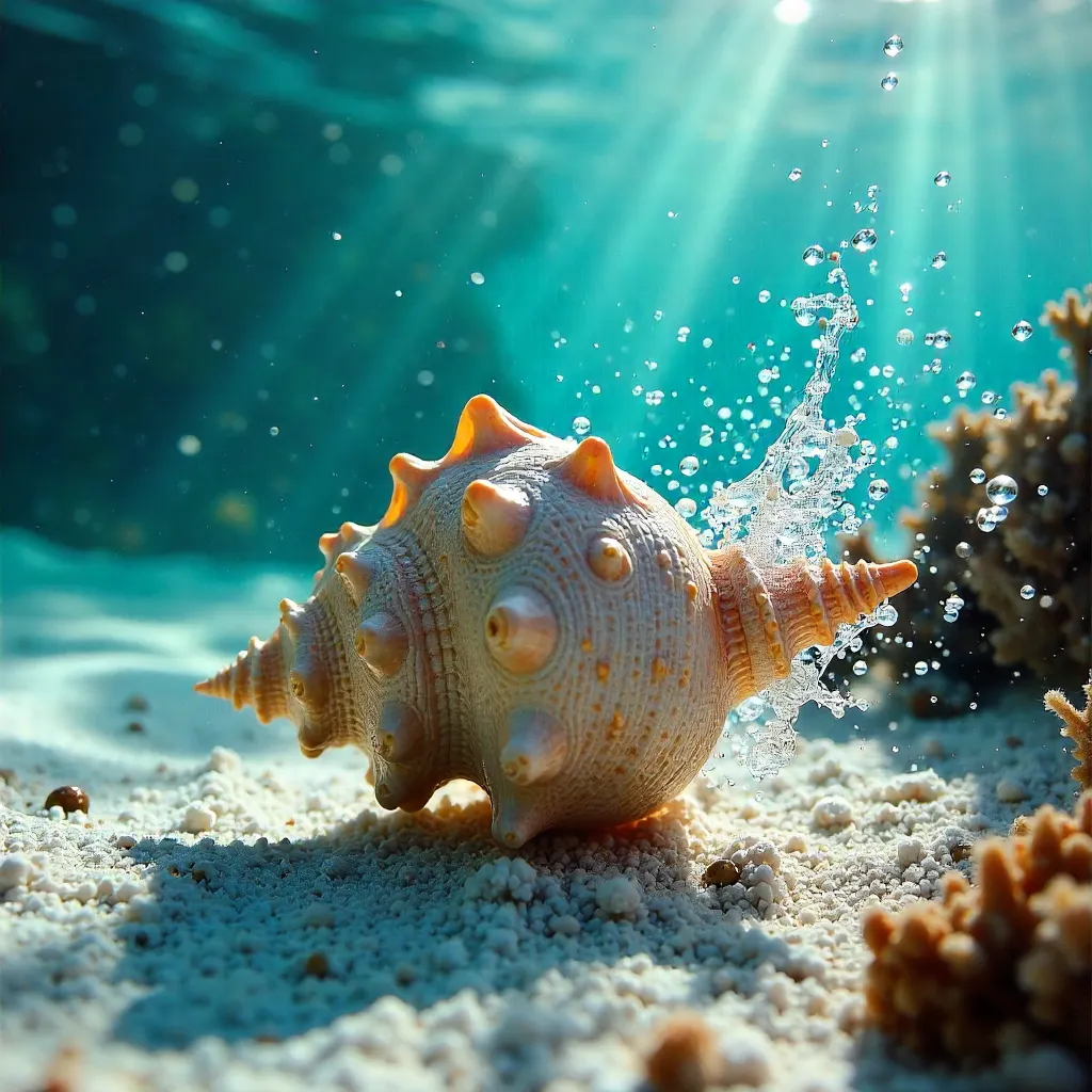 Dynamic Seashell Splash Underwater Scene