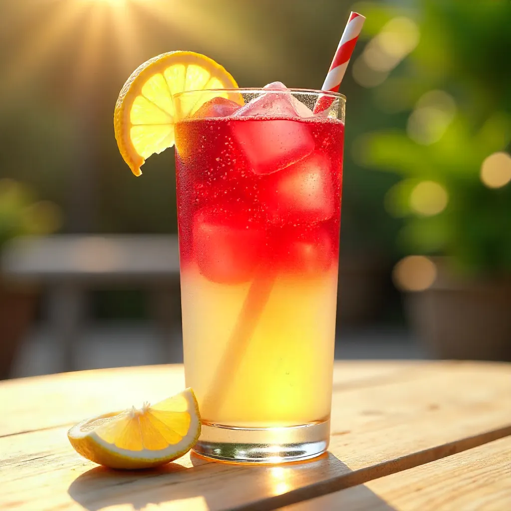 Layered Hibiscus Lemonade in a Tall Glass