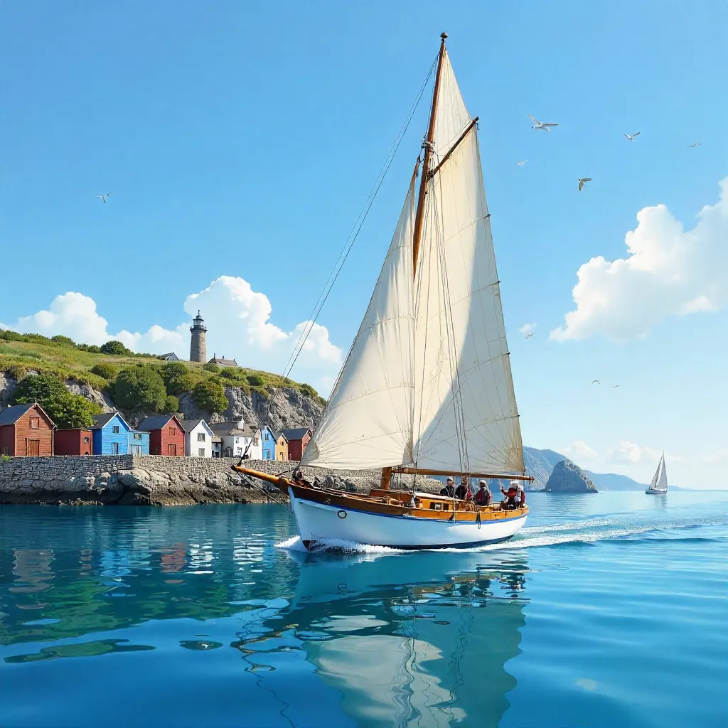 Breton Sailboat on Brittany's Clear Blue Waters