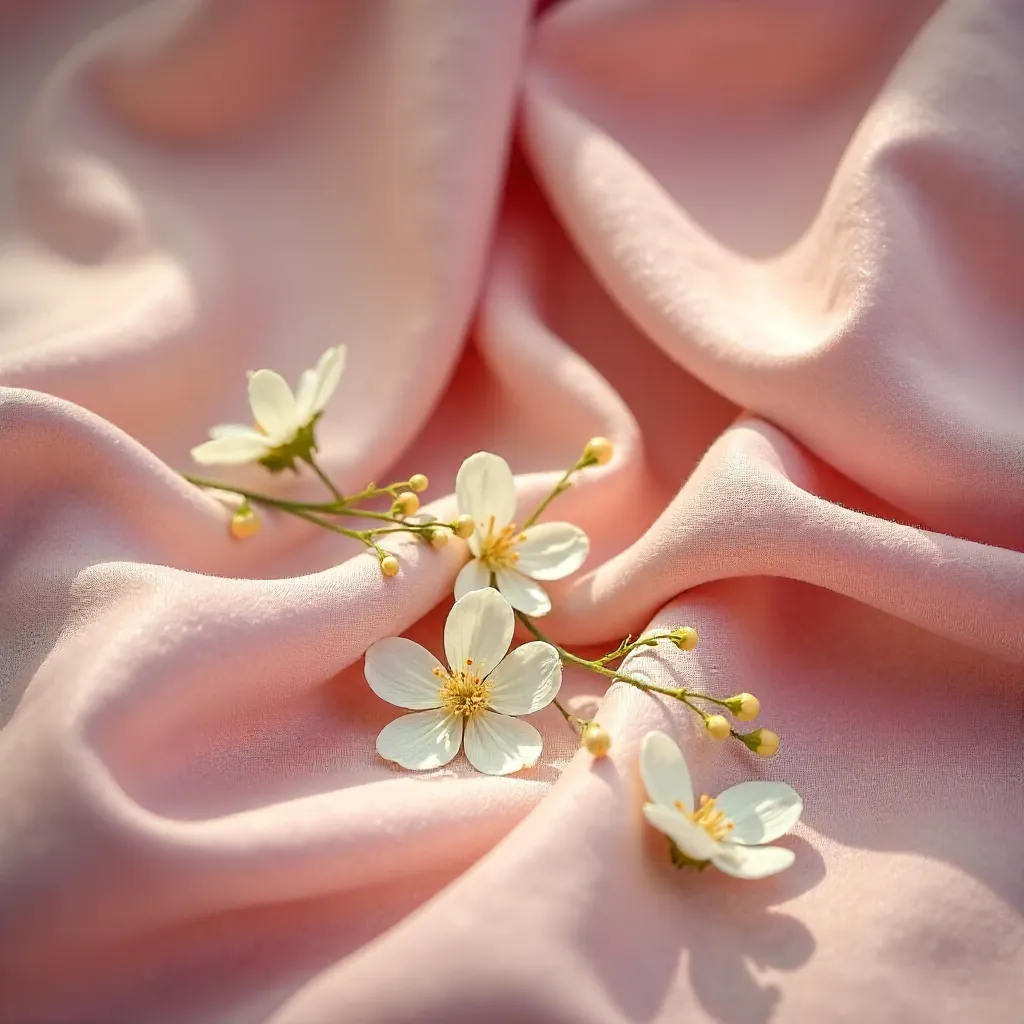 Soft Pink Velvet with Delicate White Flowers