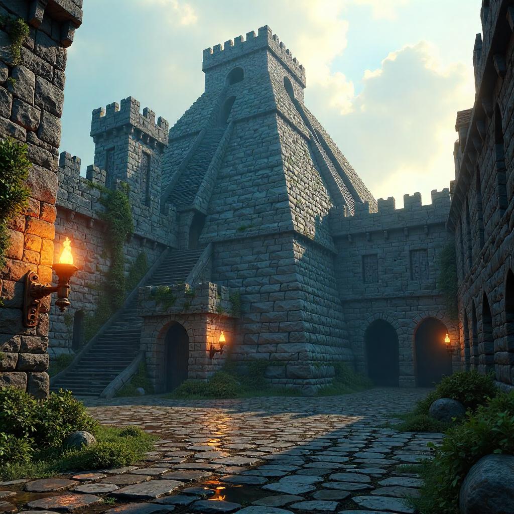 Pyramid in a Medieval Castle - 3D Render