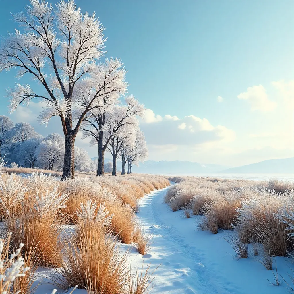 Calm Winter Landscape: Bare Trees Under Blue Sky