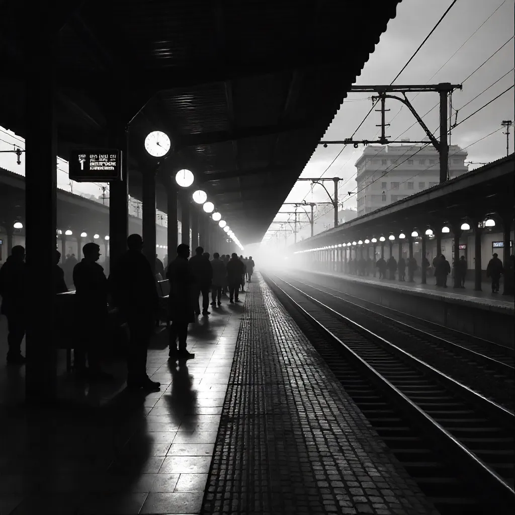 Chiaroscuro at the Station: Waiting in Shadows