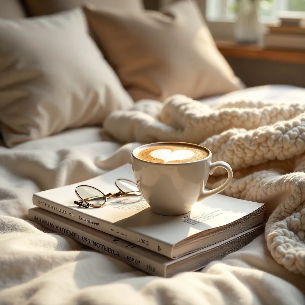 Cozy Bedside Latte on Magazines