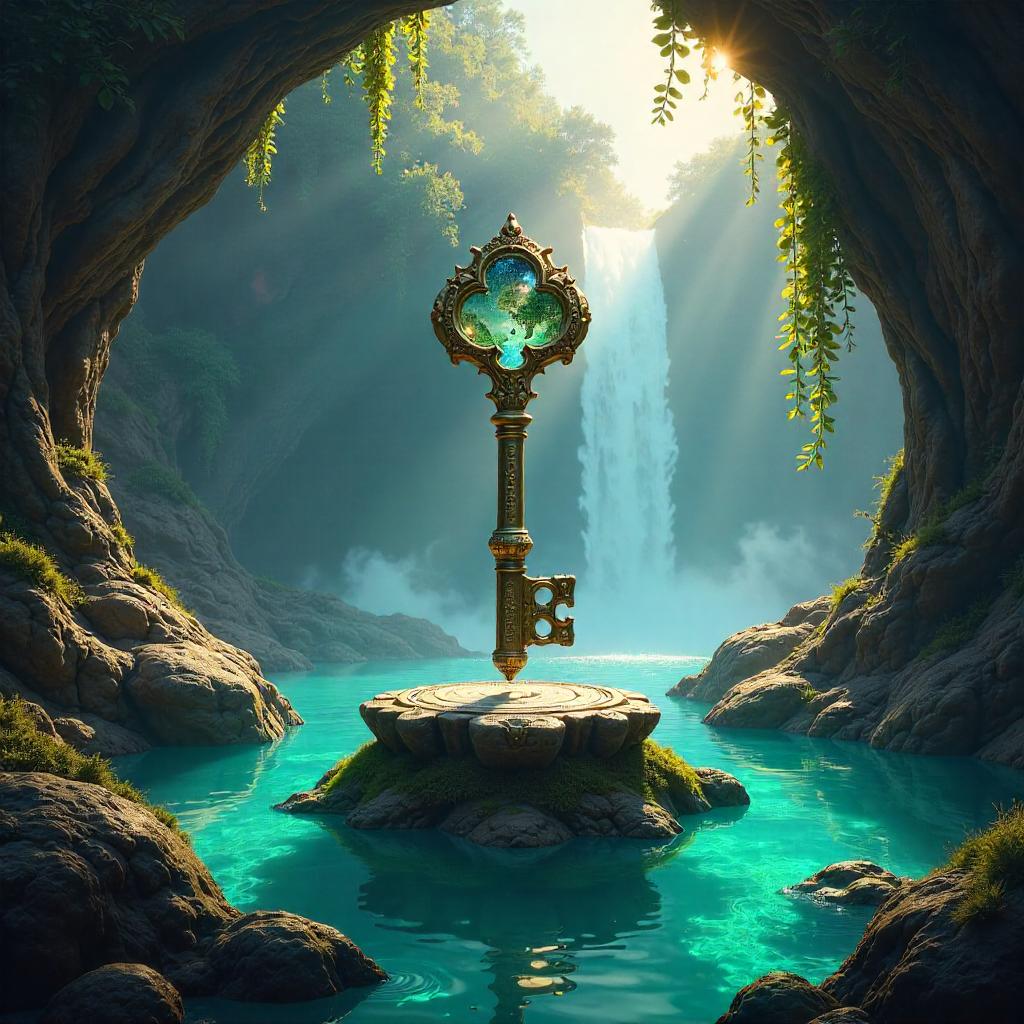 Dimensional Key in a Hidden Lagoon - Concept Art