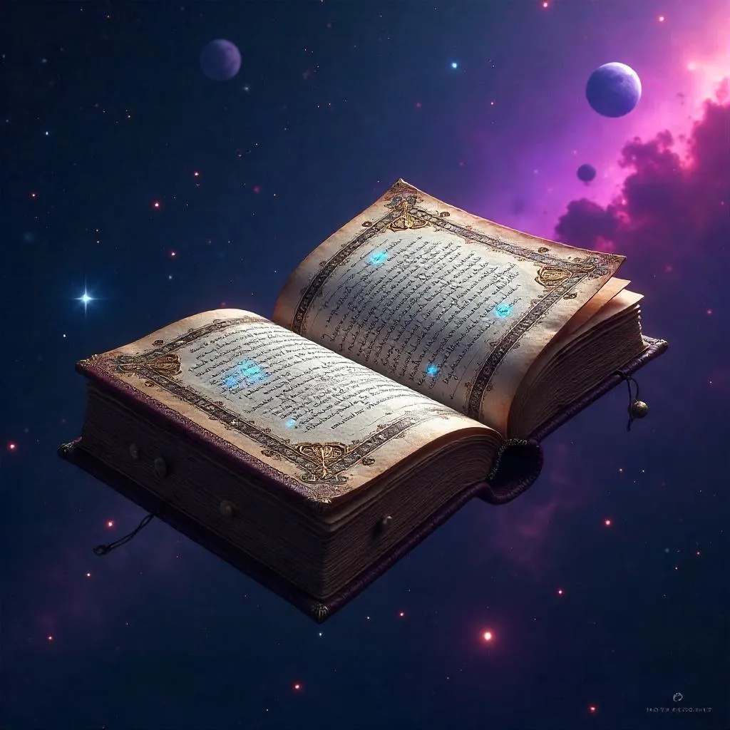 Mystical Tome Drifting in Space
