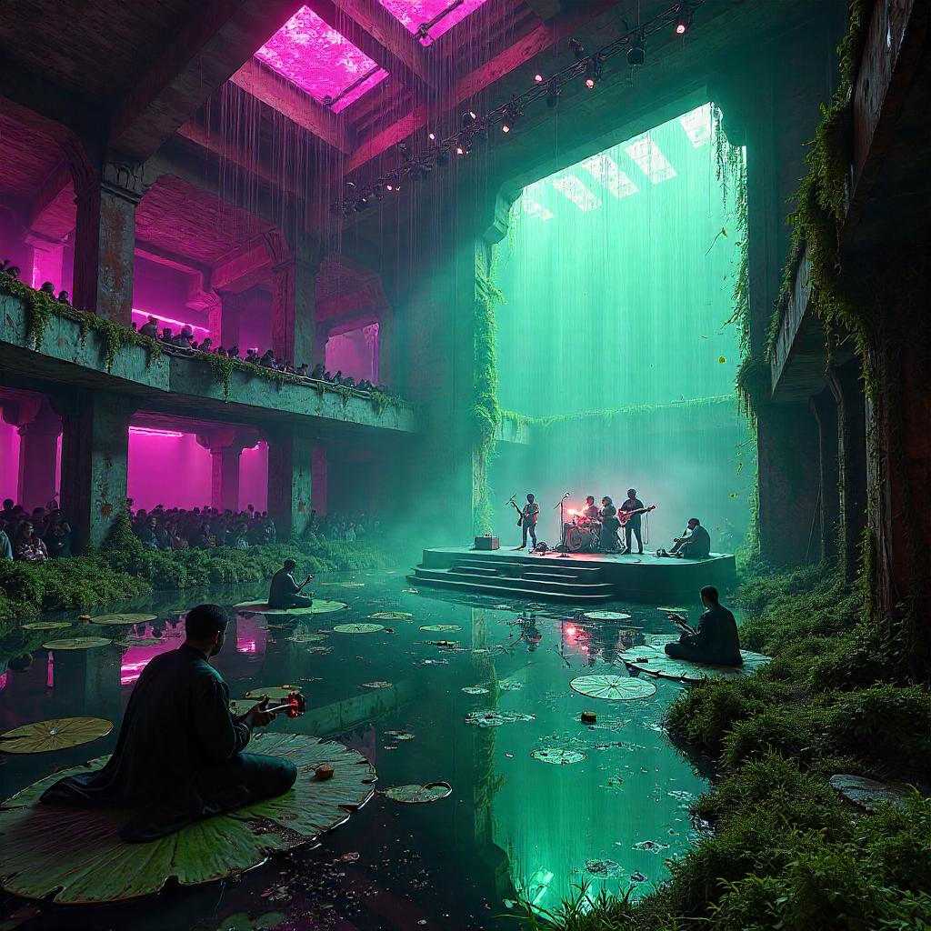 Neon Swamp Overdrive in a Cyberpunk Concert Hall