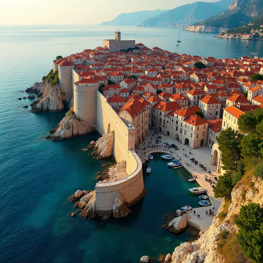 Drone View: Dubrovnik's Coastal Walls
