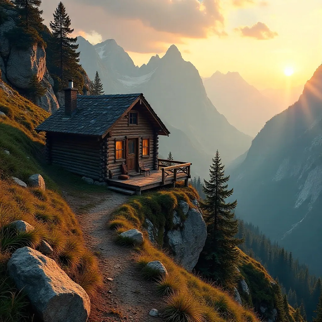 Lone Mountain House at Golden Hour Solitude