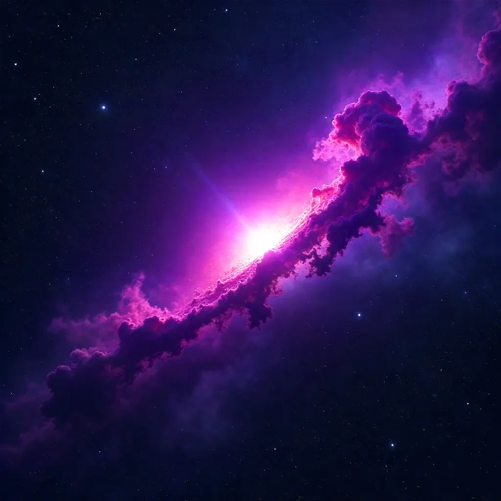 Deep Purple Orion Nebula Amidst a Starry Sky