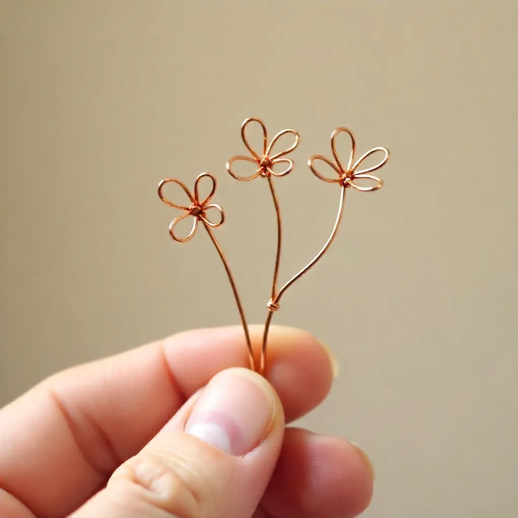 Minimalist Wire Flowers Held in Hand