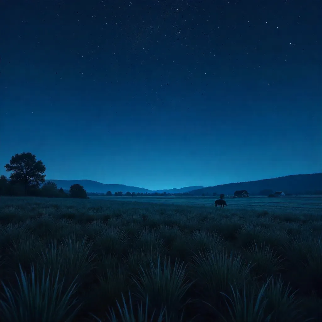 Tranquil Rural Night Under a Starry Sky