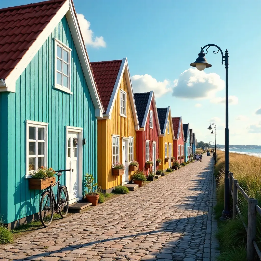 Colorful Nordic House in Løkken Under a Sunny Sky