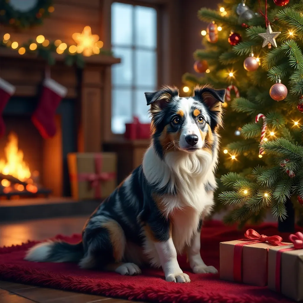 Cozy Christmas Aussie by the Tree