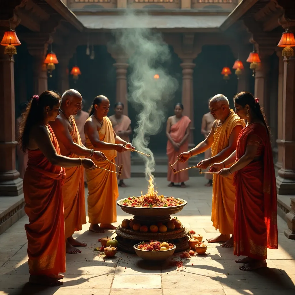 Group of People Lighting Incense in a Traditional Ceremony