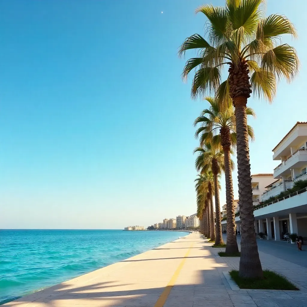 Serene Alicante Palm Trees under Daytime Moon
