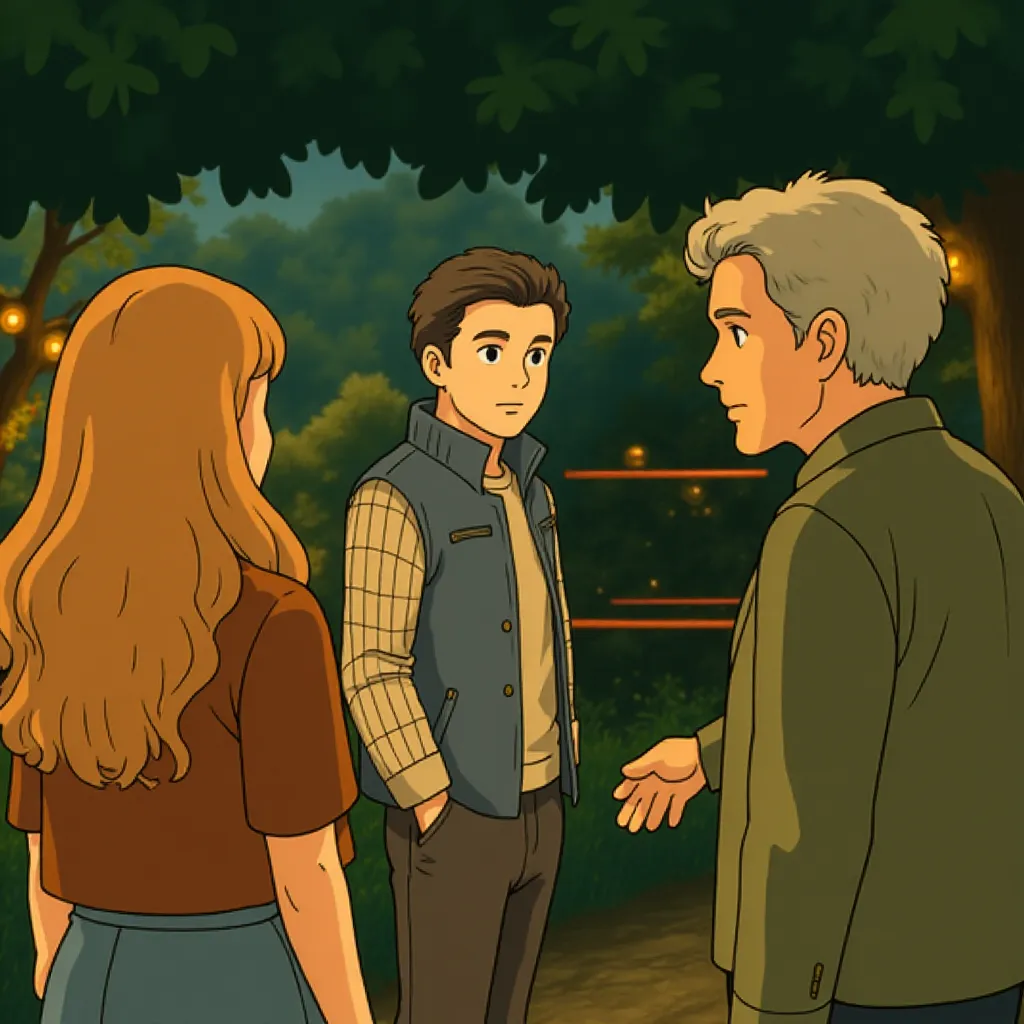 George Clooney, Hugh Laurie, and Britt Robertson in Tomorrowland (2015) - Anime style